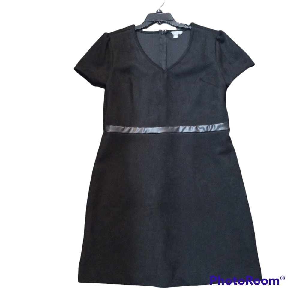 Sharagano Black Faux Suede Sheath Dress